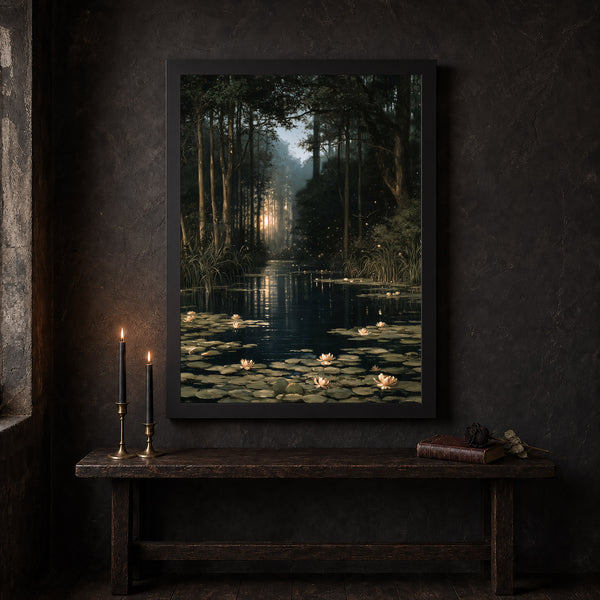 Swamp by Moonlight Art Print Dark Academia, Witchy Cottagecore Poster 2