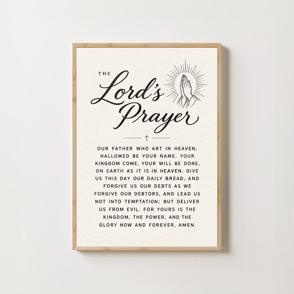 The Lord's Prayer Print Retro Christian Wall Art