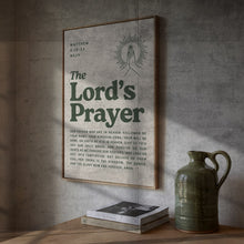 The Lord's Prayer Print Retro Sage Green Christian Wall Art