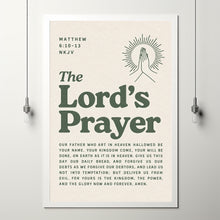 The Lord's Prayer Print Retro Sage Green Christian Wall Art