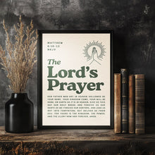 The Lord's Prayer Print Retro Sage Green Christian Wall Art