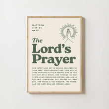 The Lord's Prayer Print Retro Sage Green Christian Wall Art