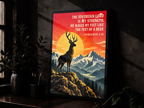 The Sovereign Lord Is My Strength - Habakkuk 3 19 - Deer Christian Poster
