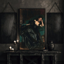 Victorian Woman Sleeping Art Print Dark Academia Gothic Decor