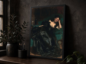 Victorian Woman Sleeping Art Print Dark Academia Gothic Decor