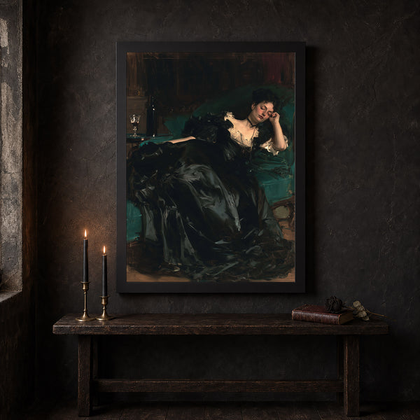 Victorian Woman Sleeping Art Print Dark Academia Gothic Decor