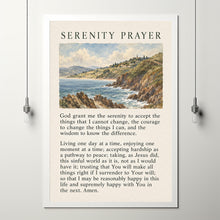 Vintage Serenity Prayer Christian Poster Landscape Bible Verse