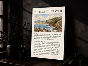 Vintage Serenity Prayer Christian Poster Landscape Bible Verse