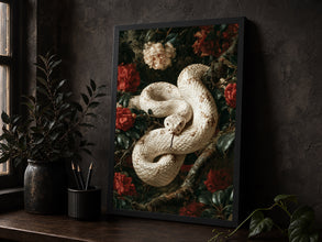 White Python Print Dark Academia Tropical Jungle Wall Art