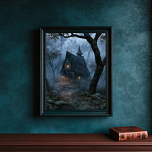 Witch House Art Print, Eerie Woodland Halloween Decor