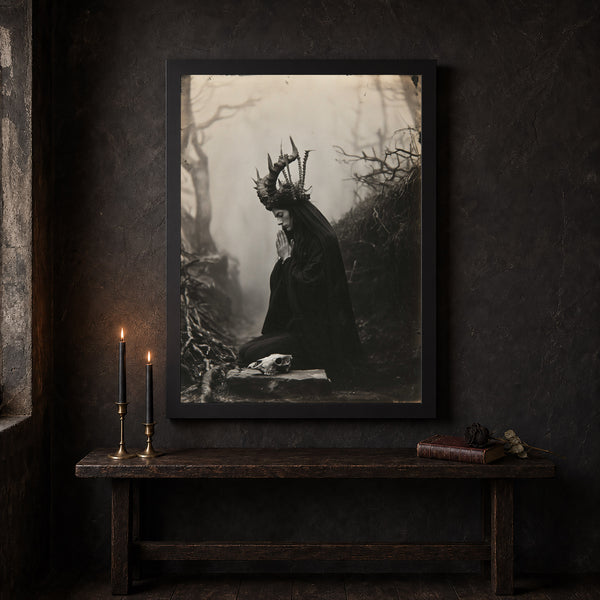 Witch Praying Art Poster Print Dark Academia Gothic Home Decor 1